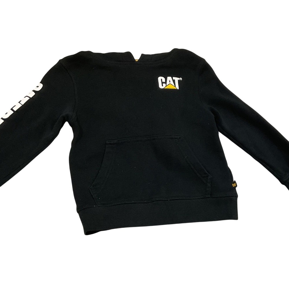 Caterpillar Hoodie Kids‎ XS 5/6 Black Graphic Sleeve Logo